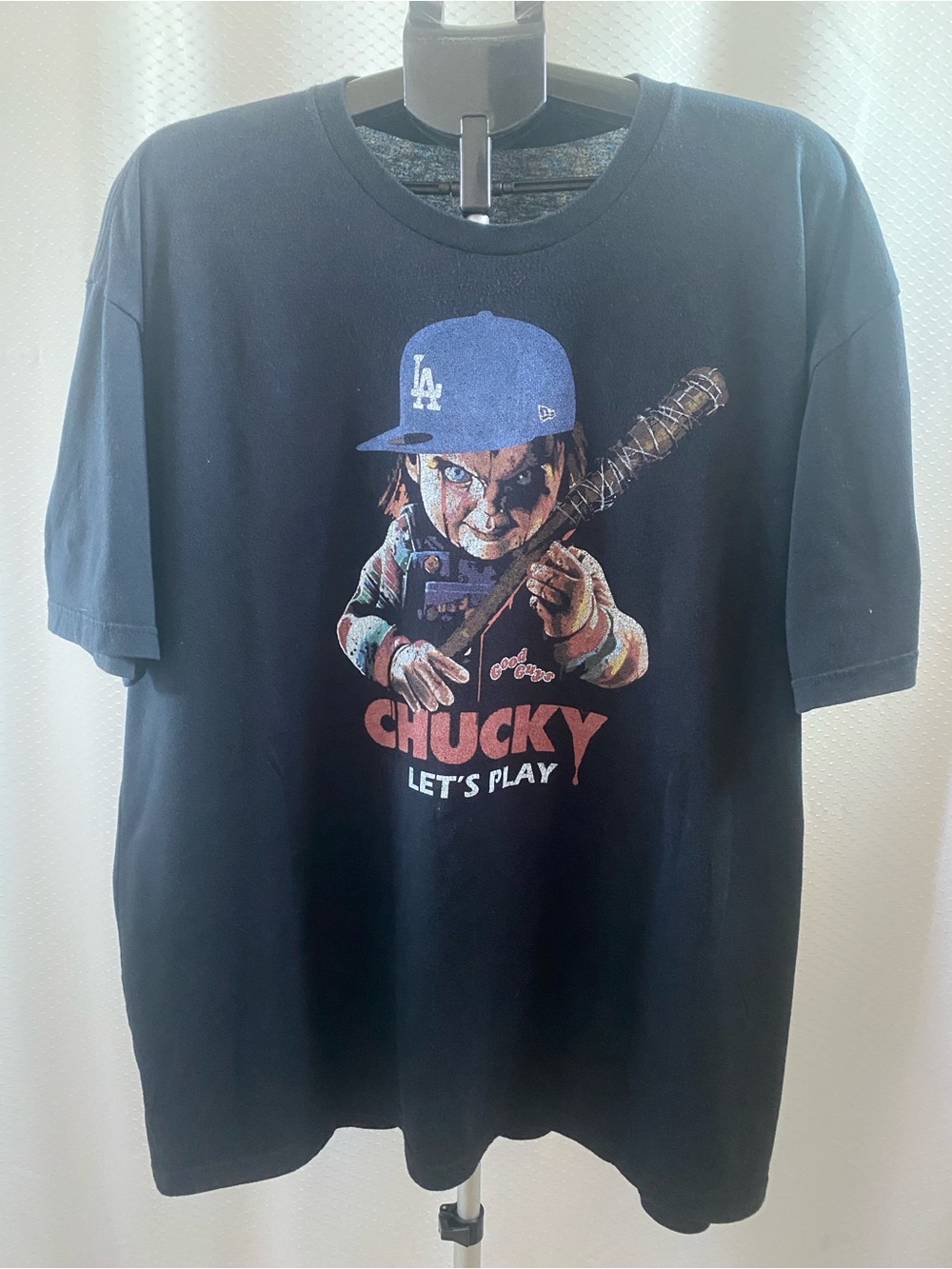 Next Level Apparel Black Chucky "Let's Play" Graphic Tee, Size XXL